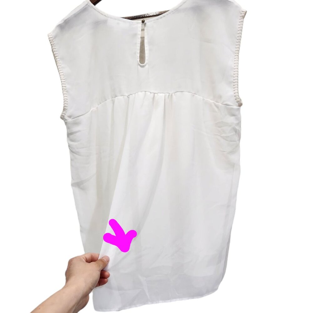 ❤️2/$18 Motherhood Maternity Cream Embroidered Flowy Top Blouse XL - Picture 7 of 7